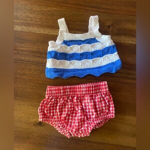 Cat & Jack Blue and White Top with Red Checkered Diaper Cover